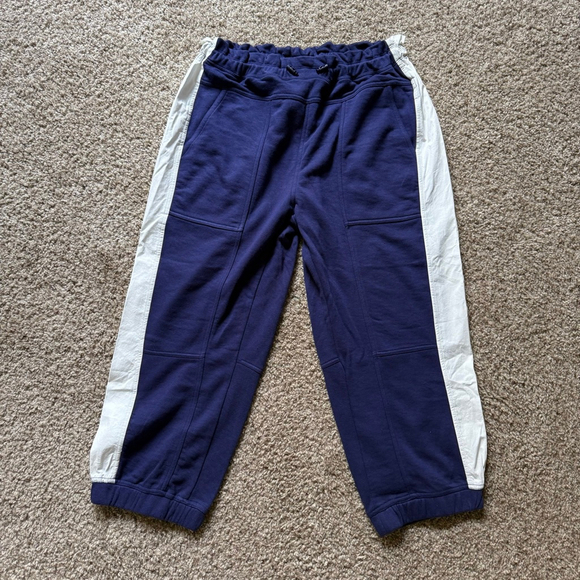 Anthropologie Daily Practice Cropped Color Block Joggers NWT Navy Size Medium - Picture 2 of 4